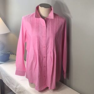 Tailored Shirt Dress Pleated Front LS  100% Cotton